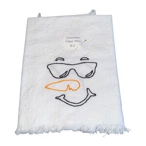 Snowman Embroidered Kitchen Towel - White